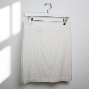 "346" BROOKS BROTHERS Eyelet Pencil Skirt White Cotton - Size 6